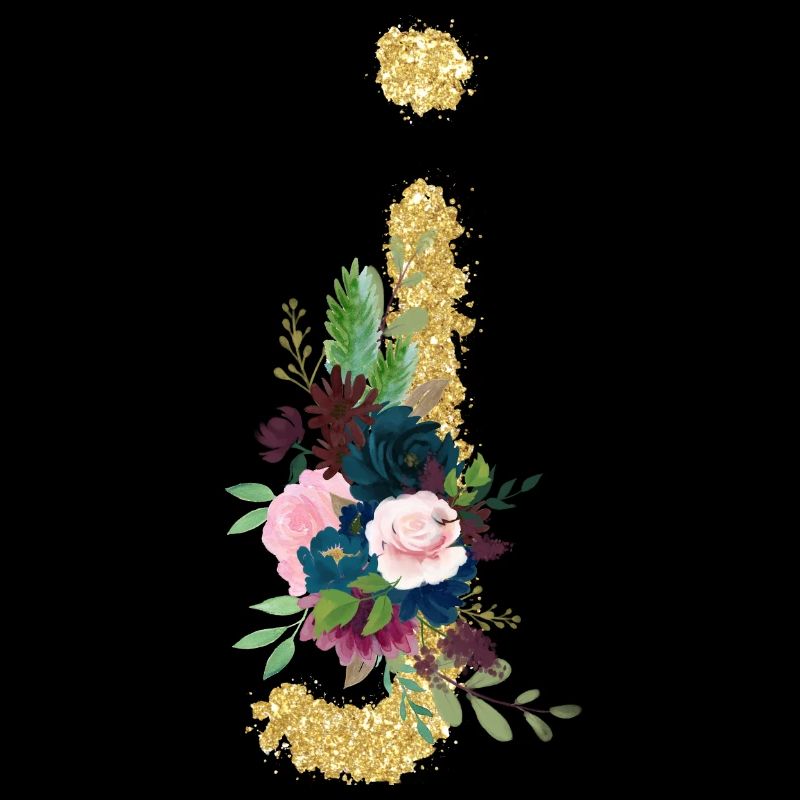 Letter j gold floral