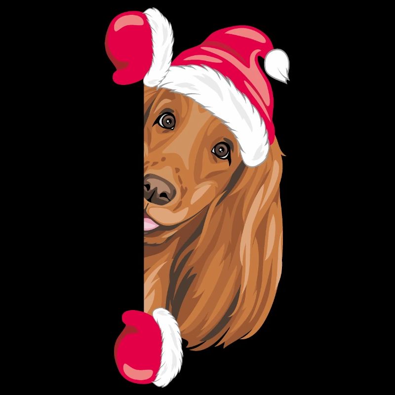 Peeking funny Santa Cocker Spaniel dog