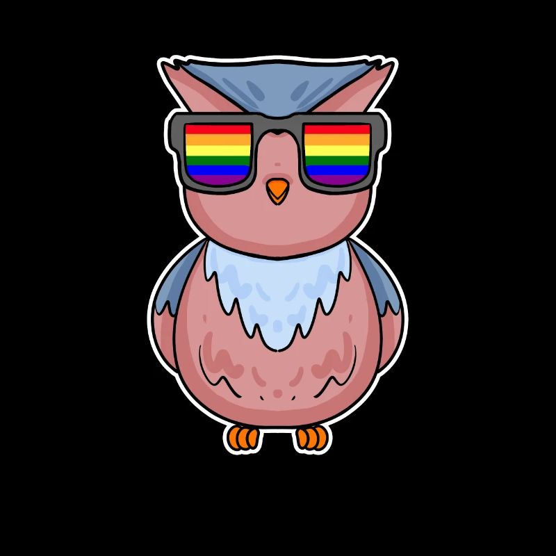 Regenbogen - Eule mit Brille