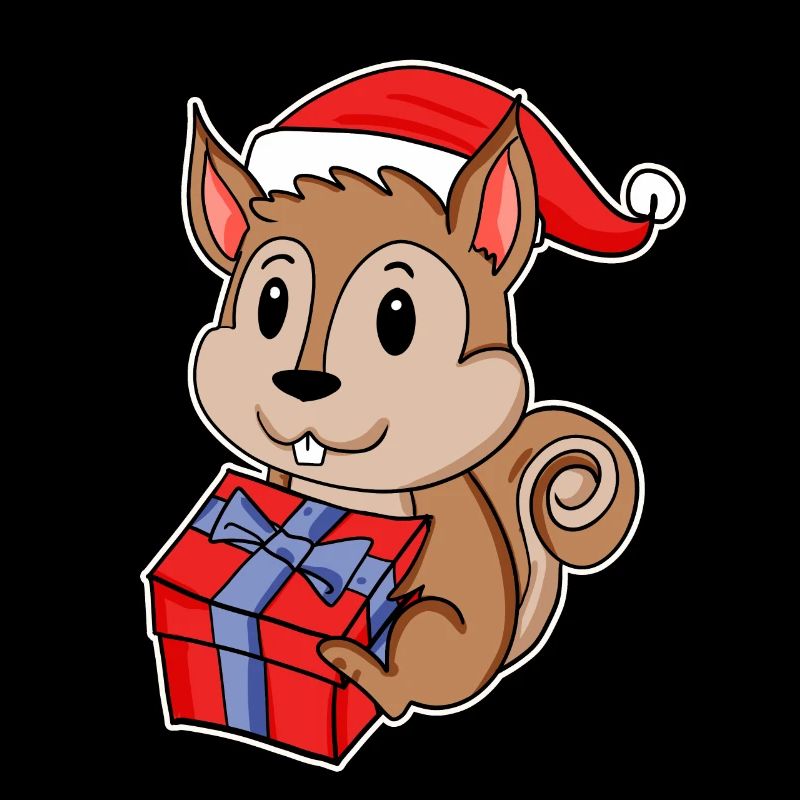 Eichhörnchen mit Weihnachtsmütze