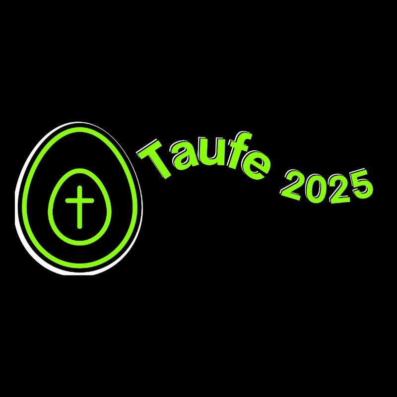 Taufe 2025 Kreuz im Ei hell grün Querformat