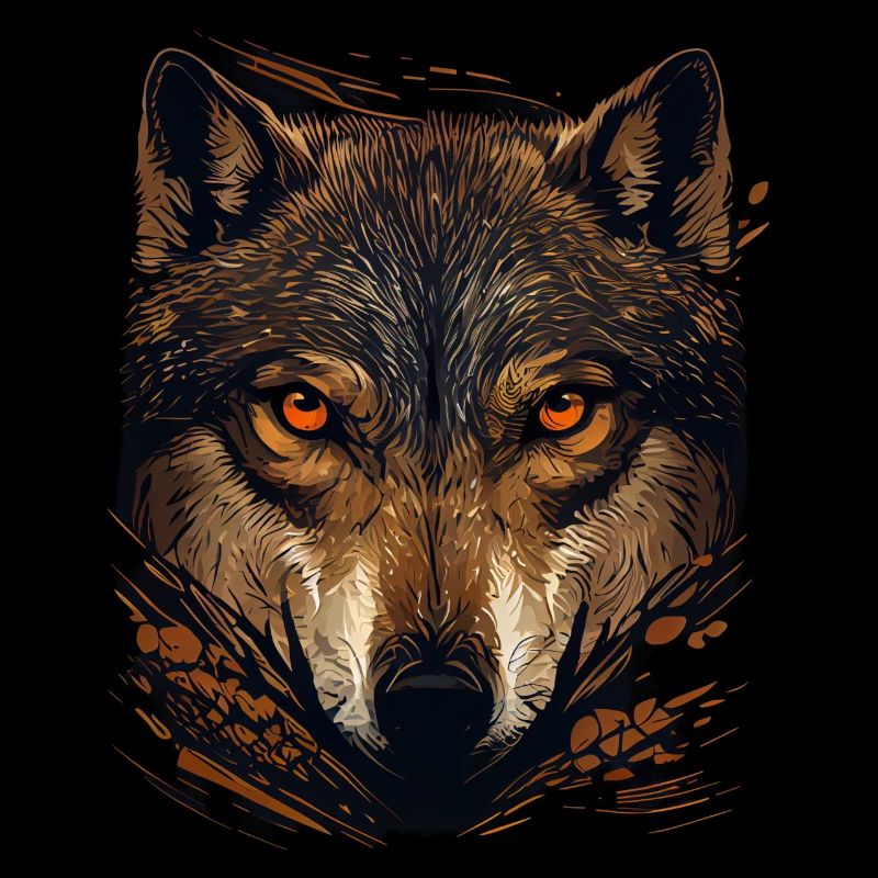 Visage de loup brun