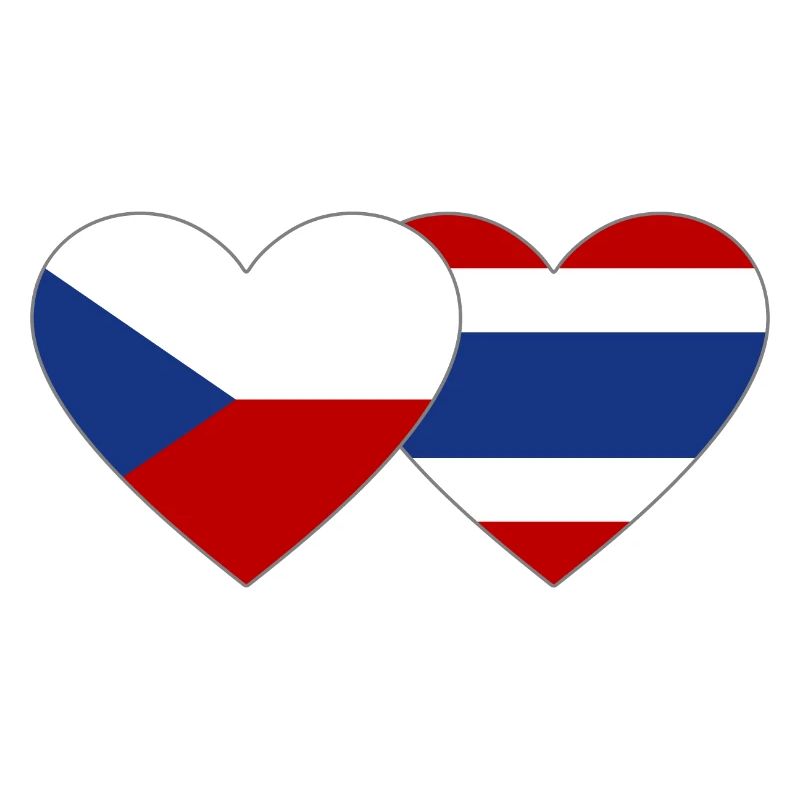 République tchèque Thaïlande drapeau coeur