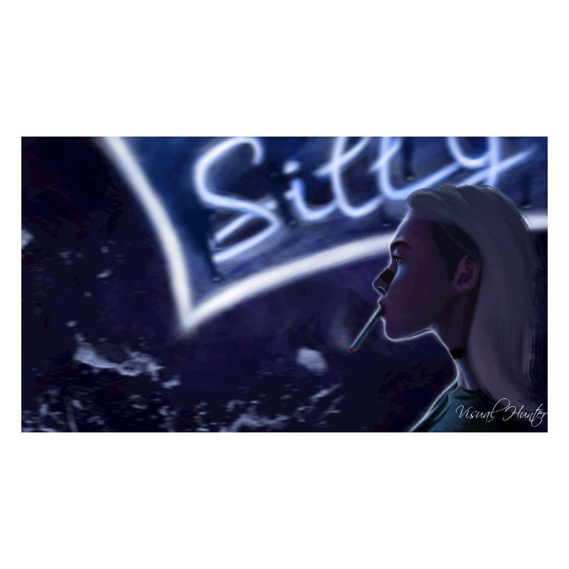 Ästhetisches Neonmädchen mit Zigarette