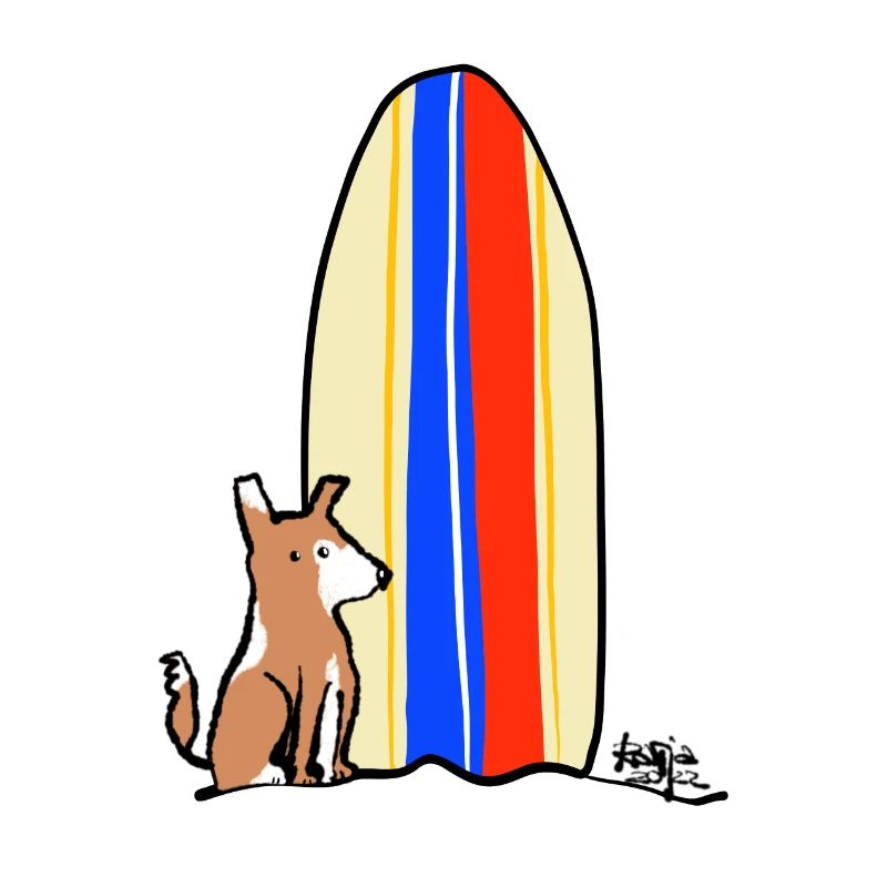 Chien avec planche