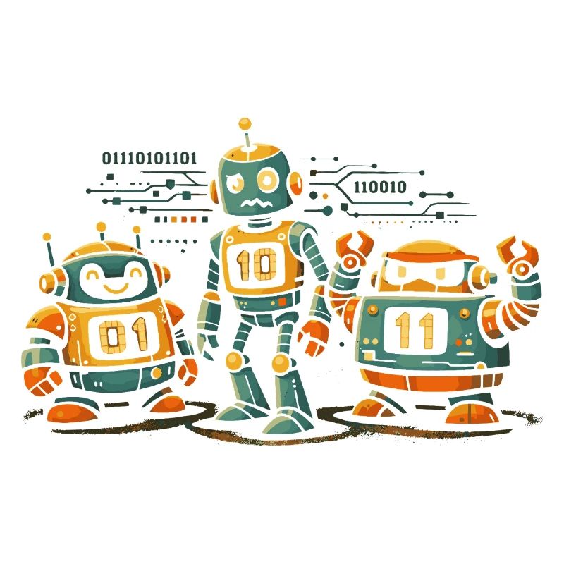 Robots Geek Code Binaire Informatique IT