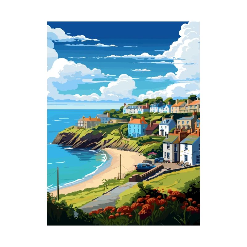 La péninsule de Roseland Cornwall affiche de voyage