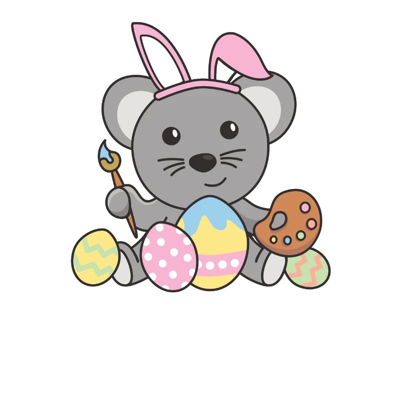 Happy Easter Cute Mouse Easter with Easter Eggs