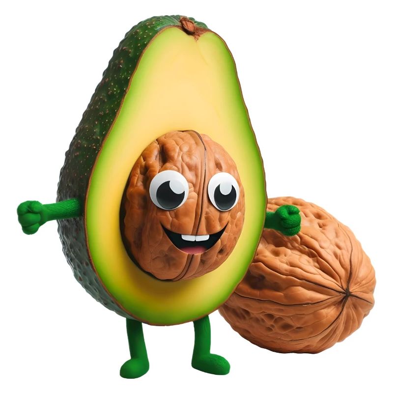 Avocado with walnut kernel
