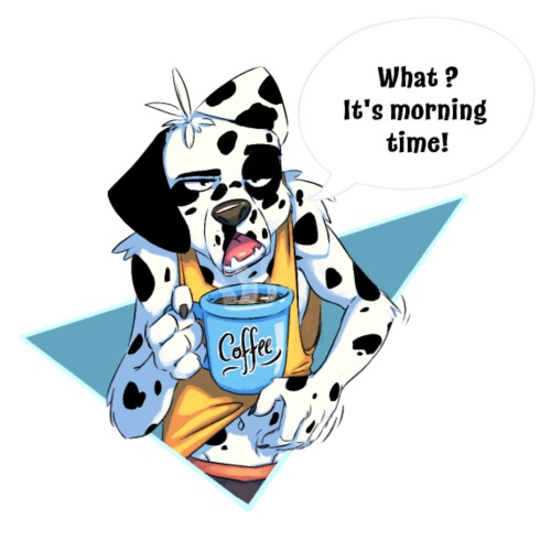 Dalmatian with his morning coffee - Drawstring Bag