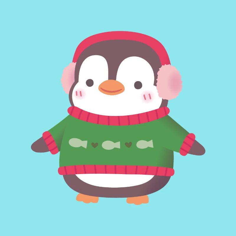 Pingouin mignon avec pull de poisson