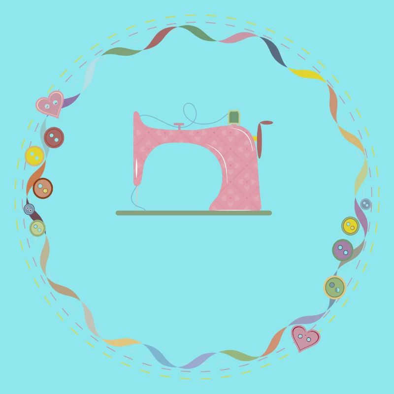 nostalgic colorful sewing machine with buttons
