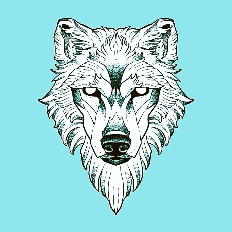Symmetrical wolf dotwork
