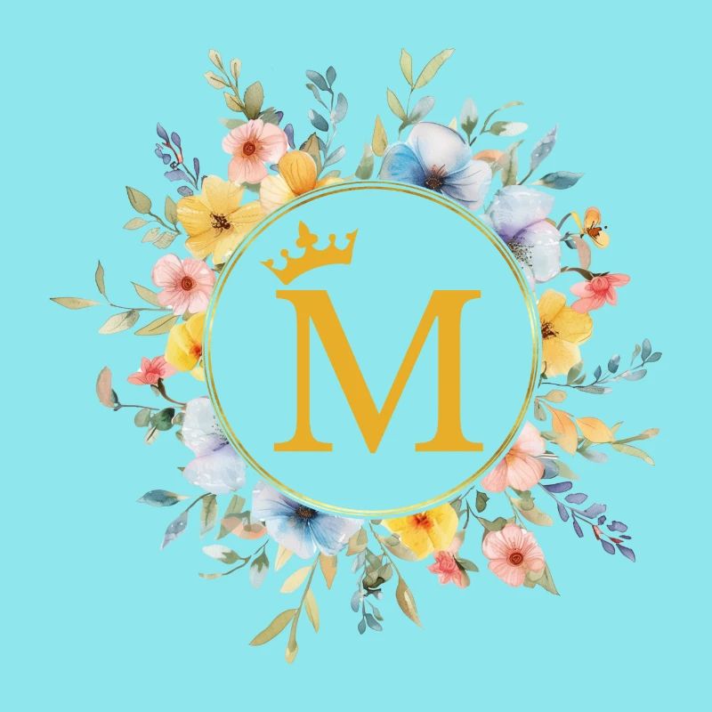 M Monogram, Flower Circle, Personalizable