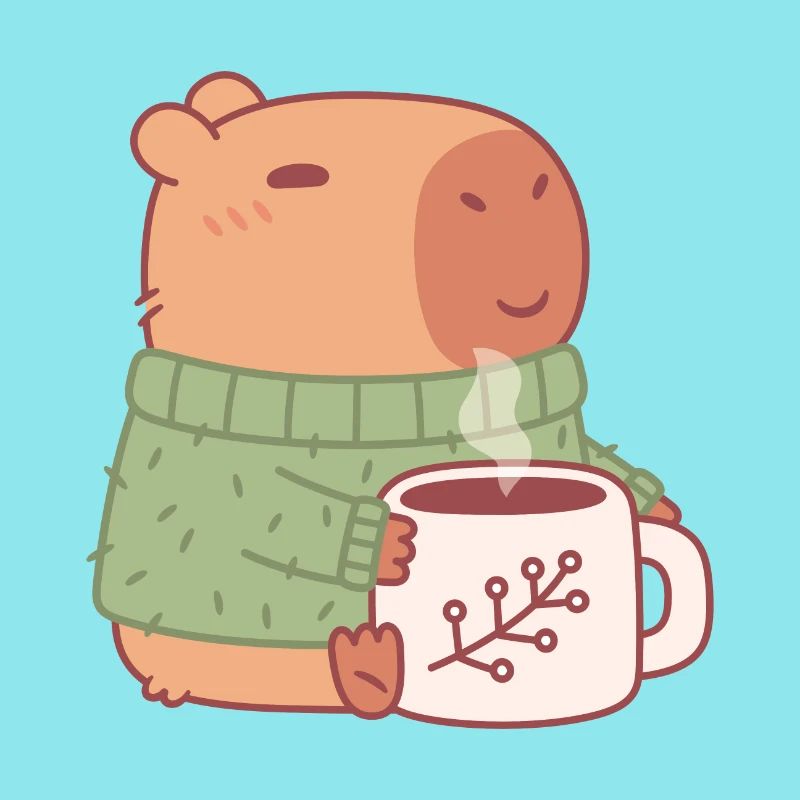 Capybara mignon en pull avec du café chaud