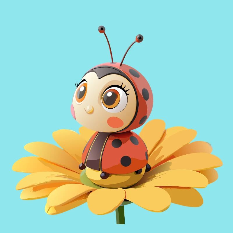 Süßer Marienkäfer auf einer Blume