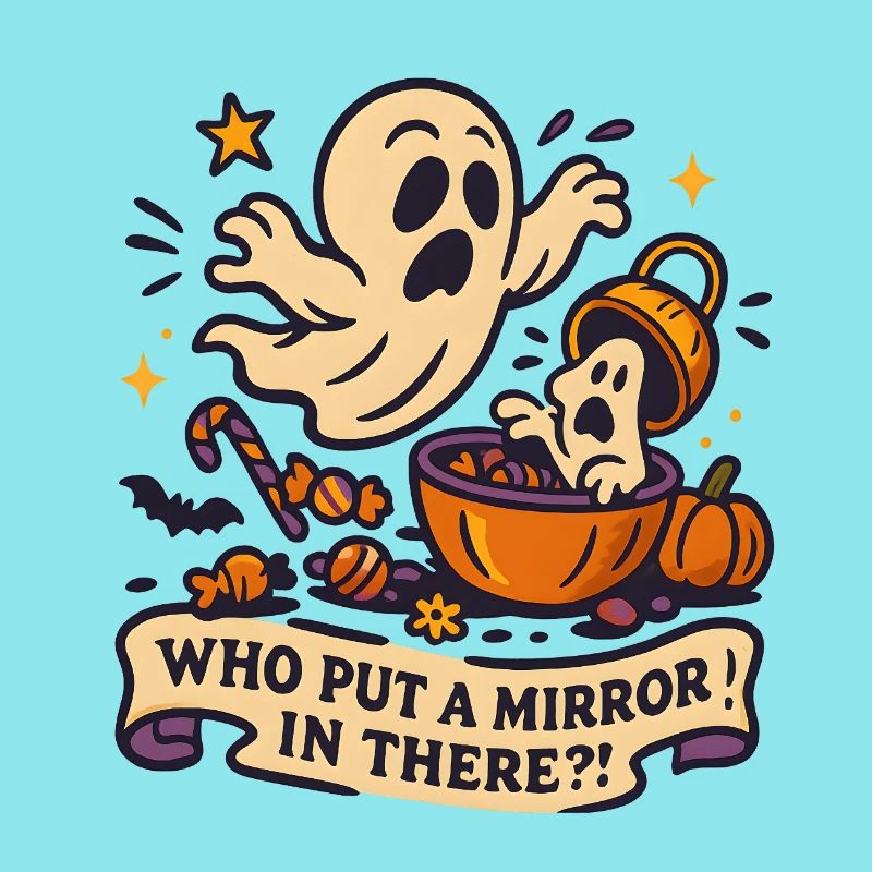 Haunted ghost with Halloween saying