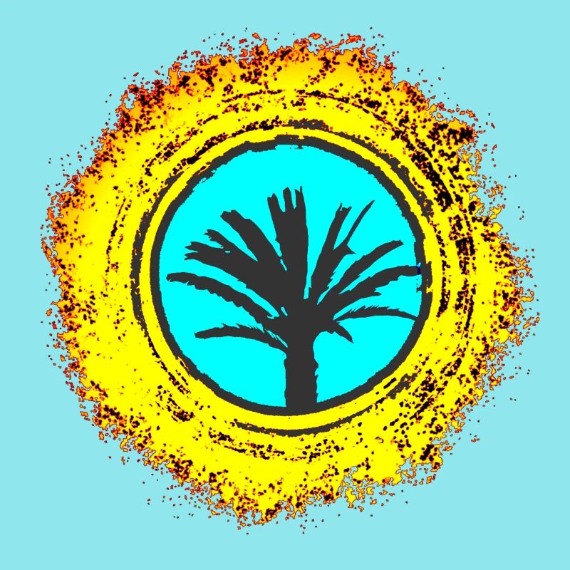 Palmen Illustration mit Farbexplosion Mallorca