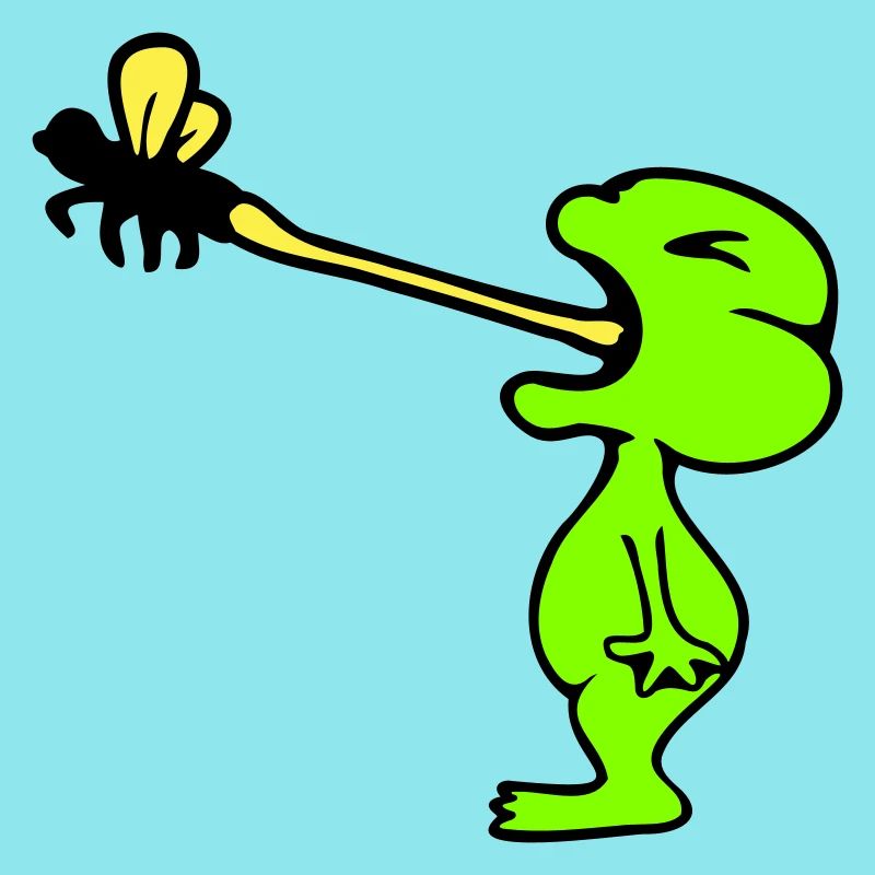 Frog catches fly tongue mosquito eat hunger toad