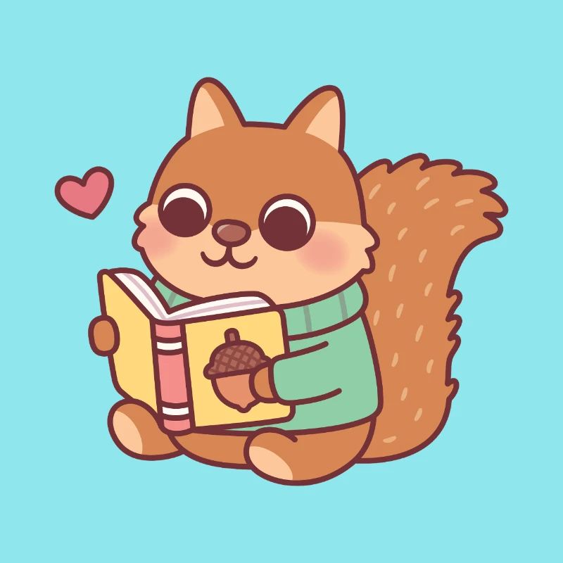 Niedliches Eichhörnchen liest ein Buch