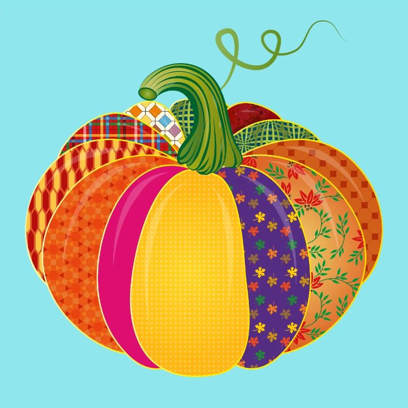 Patchwork Kürbis – Bunt gemusterte Herbstdeko
