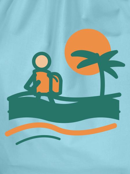 Backpacker am Palmenstrand