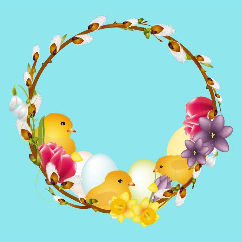 Spring wreath with chick Easter and spring motif