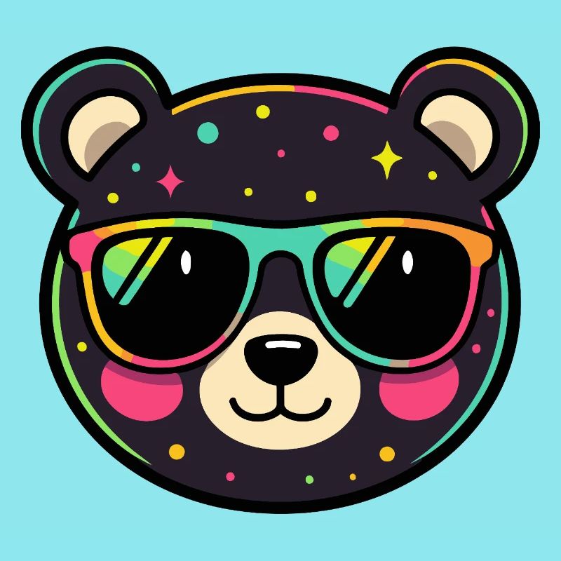 Polychrome Neon Panda with Glasses