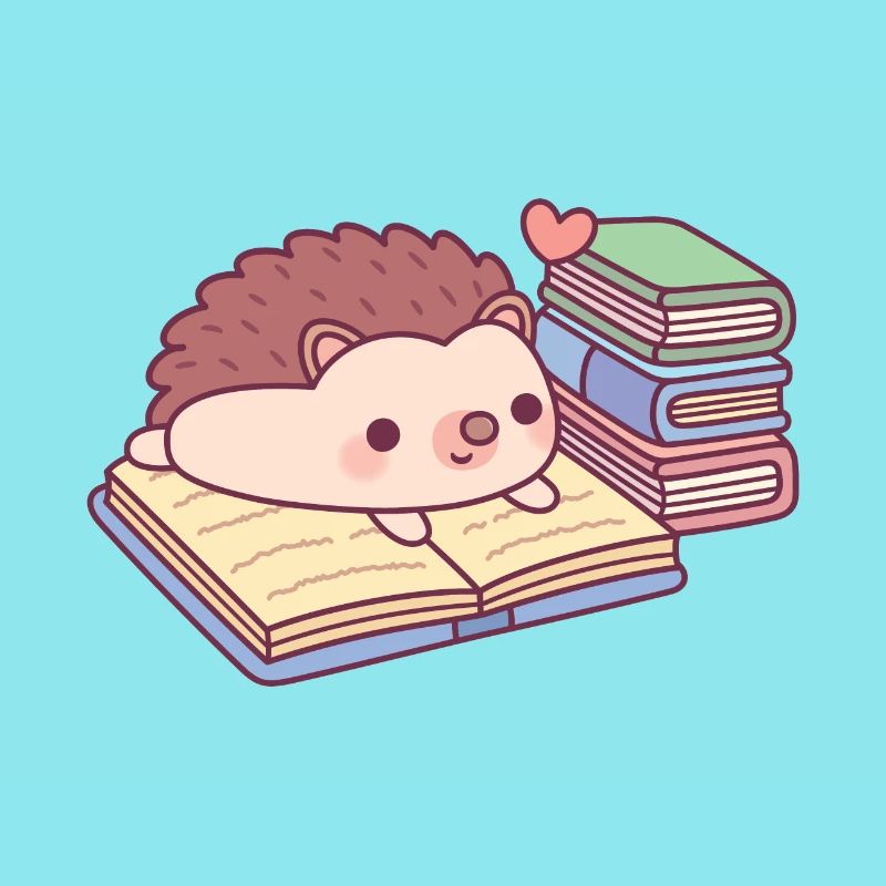 Süßer Igel, der ein Buch liest