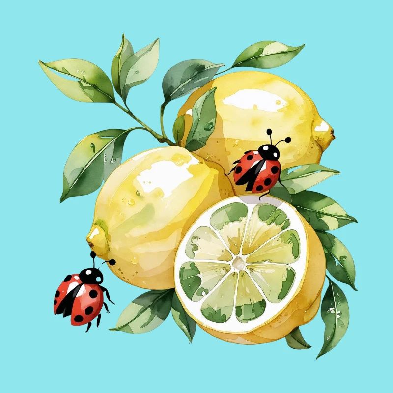 Cheerful Lemon Ladybug Pattern