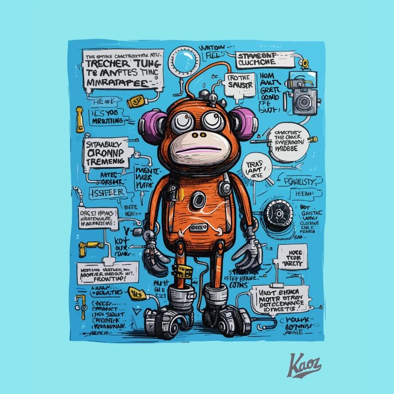 Funny, funky robot monkey
