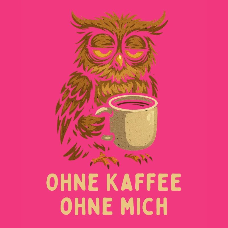 Nickernde Eule mit Kaffee