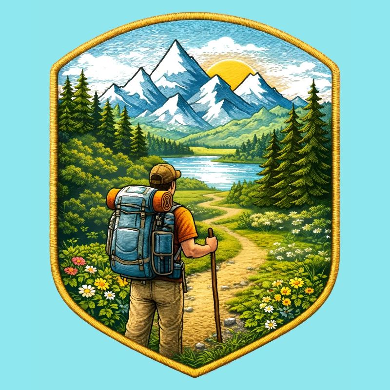 Wanderer Patch mit Berglandschaft 