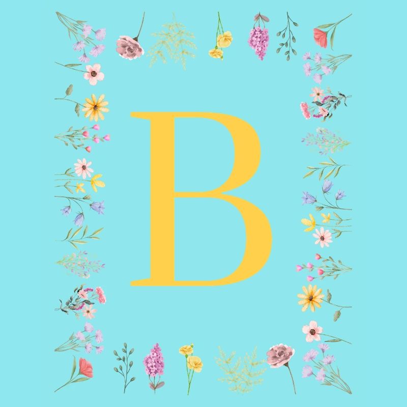 Florale Initialen "B", Buchstaben Monogramm