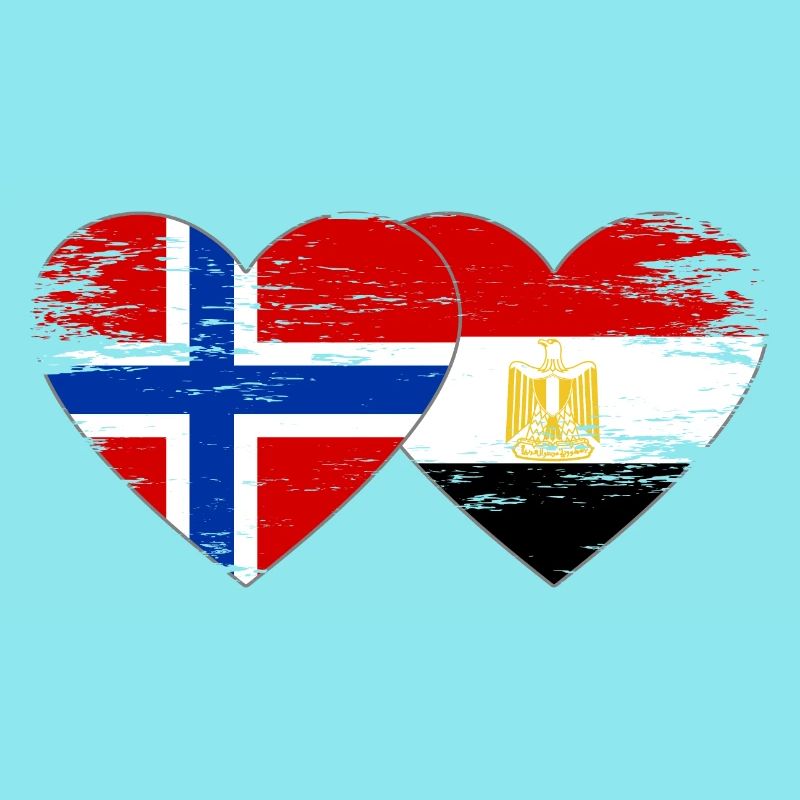 Norvège Égypte Drapeau Mains Coeur Forme Utilisé