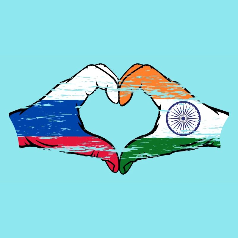 Russie Inde mains forme de coeur utilisé