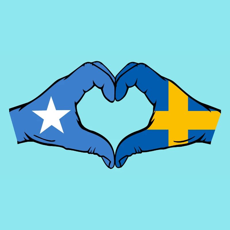 Somalia Sweden Flag Hands Heart Shape