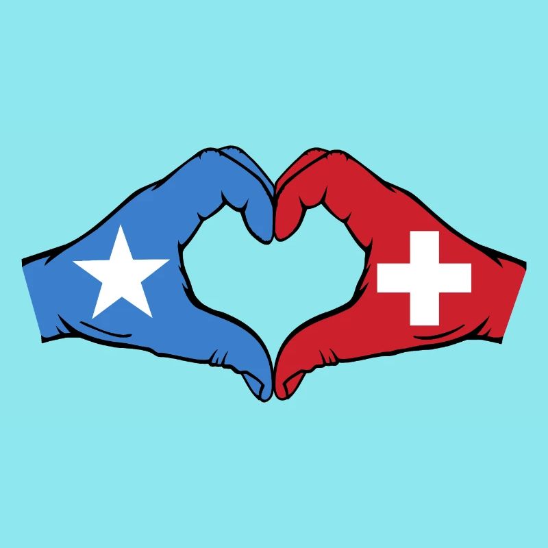 Somalie Suisse Drapeau Mains Coeur Forme