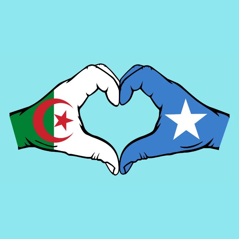 Algérie Somalie Drapeau Mains Coeur Forme