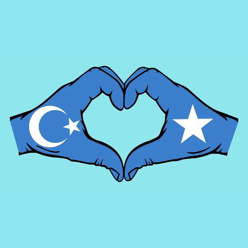 Uyghurs Somalia Flag Hands Heart Shape