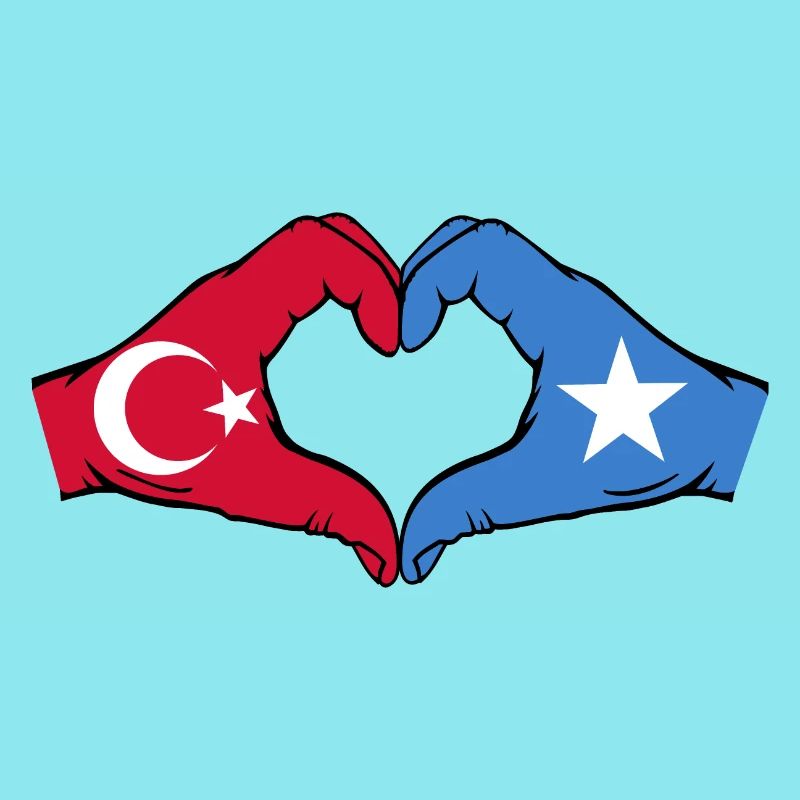 Turquie Somalie Drapeau Mains Coeur Forme