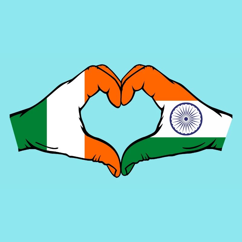 Ireland India Flag Hands Heart Shape