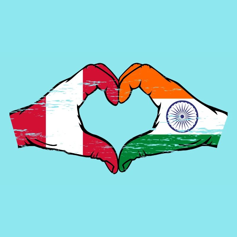Pérou Inde drapeau mains forme de coeur utilisé