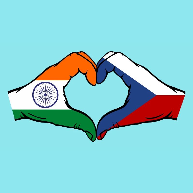 Inde République tchèque drapeau mains coeur forme