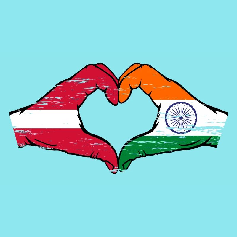 Lettlad Inde drapeau mains forme coeur utilisé