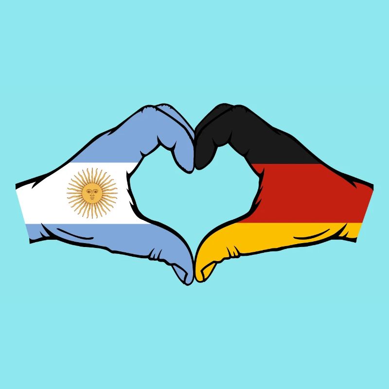 Argentine Allemagne Drapeau Mains Coeur Forme