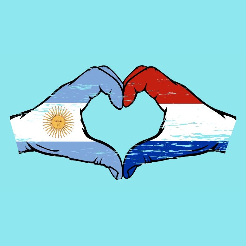 Argentine Hollande Drapeau Mains Coeur Forme Utilisé