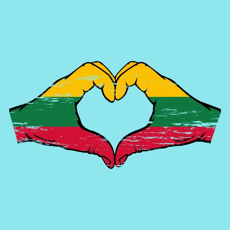 Drapeau de la Lituanie mains forme de coeur utilisé