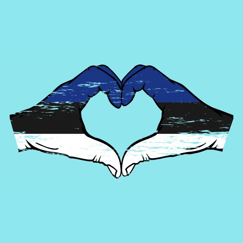 Drapeau de l’Estonie mains forme de coeur utilisé