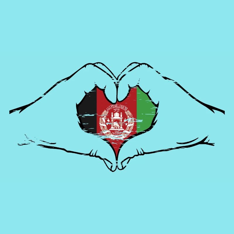 Drapeau de l’Afghanistan mains forme de coeur utilisé